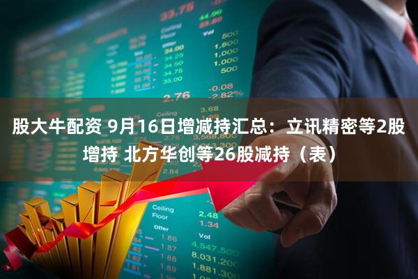 股大牛配资 9月16日增减持汇总：立讯精密等2股增持 北方华创等26股减持（表）