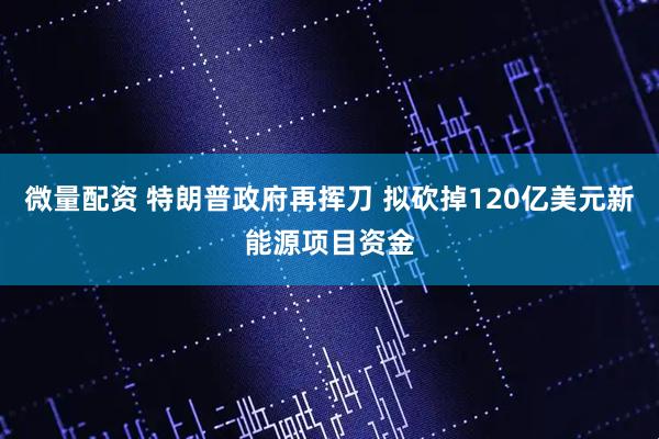 微量配资 特朗普政府再挥刀 拟砍掉120亿美元新能源项目资金