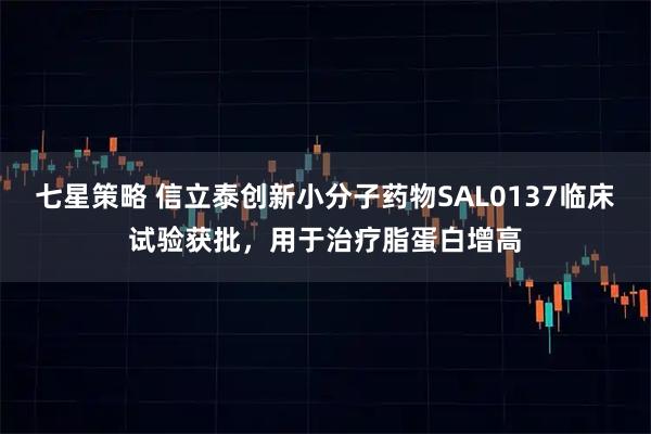 七星策略 信立泰创新小分子药物SAL0137临床试验获批，用于治疗脂蛋白增高